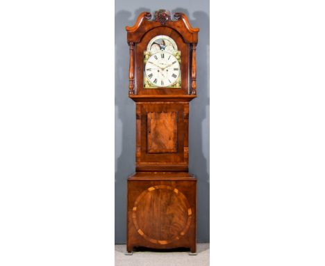 A 19th Century North Country Mahogany Long Case Clock, by Dennett of Wigan, the 14ins arched painted dial with Roman numerals