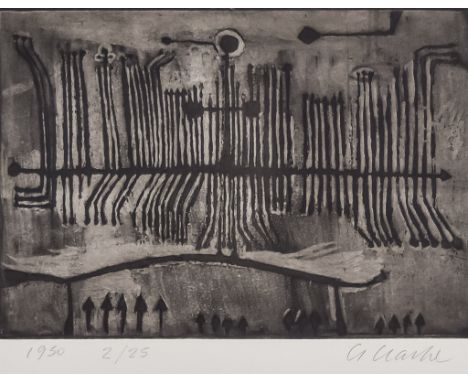 Geoffrey Clarke (1924-2014) - Lithograph - Abstract landscape, signed and dated 1950, limited edition, 2 of 25, 7ins x 10ins,