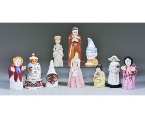 Eight Royal Worcester Porcelain Candle Snuffers, 19th and 20th Century, and Five other Candle Snuffers, including - one model