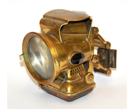 An antique brass bicycle lamp by Jos Lucas &amp; Sons, New Holophote.