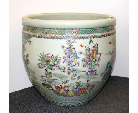 A superb large early to mid 20th century Chinese hand enamelled porcelain planter or fish bowl, Dia. 56cm H. 52cm.