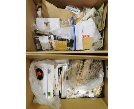Two boxes of mixed stamps and First Day covers.