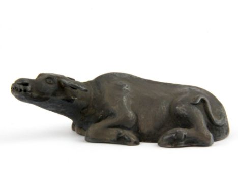 A Chinese hallmarked silver model of a water buffalo, L. 8cm.