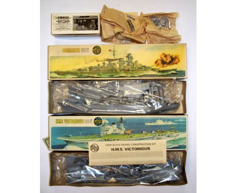 Two Airfix model kits and an Anbrico model metal traction engine kit.