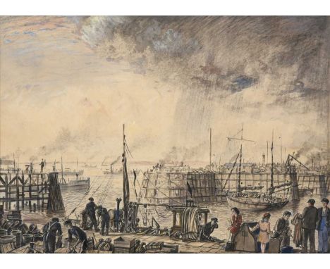 Frederick (Fred) Cecil Jones RBA (1891-1966)"Hull"Signed and inscribed, mixed media, 27cm by 37.5cmFrederick Cecil Jones was 