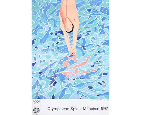 After David Hockney OM, CH, RA (b.1937) "Diver Poster for Olympische Spiele München"Lithograph printed in colours, 1972, prin