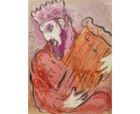 After Marc Chagall (1887-1985) Russian/French"David and His Harp"Lithograph from "Illustrations pour la Bible", Mourlot 134, 