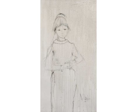 Gino Hollander (1924-2015) AmericanPortrait of a young lady, head and shoulders Signed and dated 4.(19)63, oil on canvas, 101