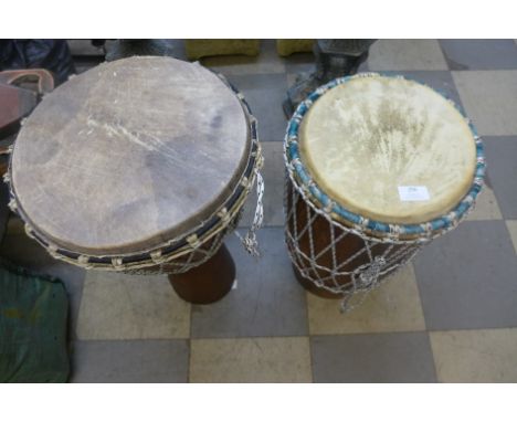 Two African bongo drums 
