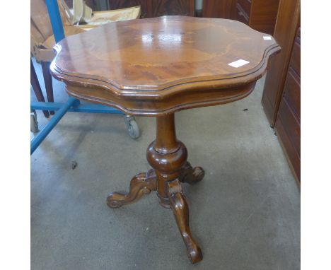 An Italian Sorrento ware marquetry effect walnut tripod occasional table 