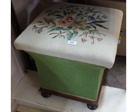 A Victorian mahogany box stool with floral tapestry top