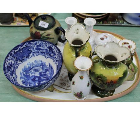 A Moorcroft teapot (spout chipped), continental trinket set plus other china