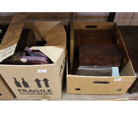 Various boxes, cricket print etc plus a coach whip