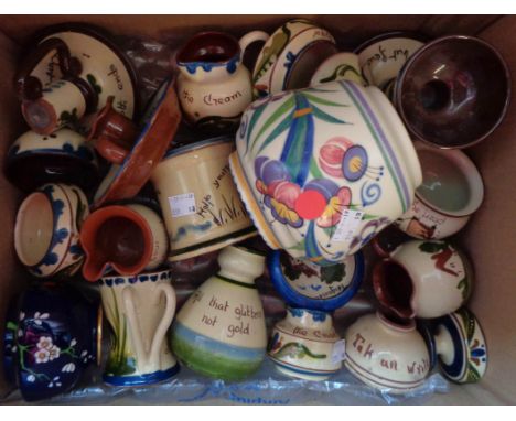 A collection of small Torquay motto ware items and a Poole pot - various condition