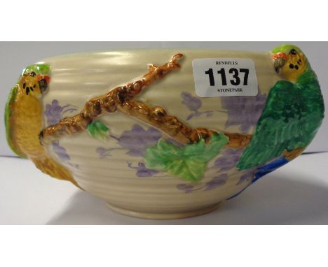 A Clarice Cliff Budgerigar pattern bowl