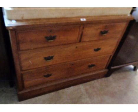 A 3' 6" 19th Century mahogany chest of two short and two long graduated drawers, set on plinth base