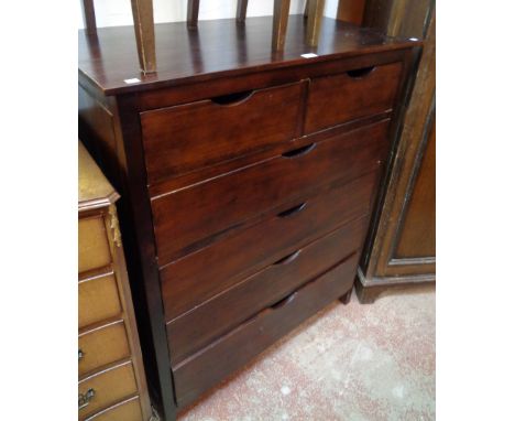 A 3' 2 1/2" Eastern polished hardwood chest of two short and four long graduated drawers, set on simple block feet - Matching