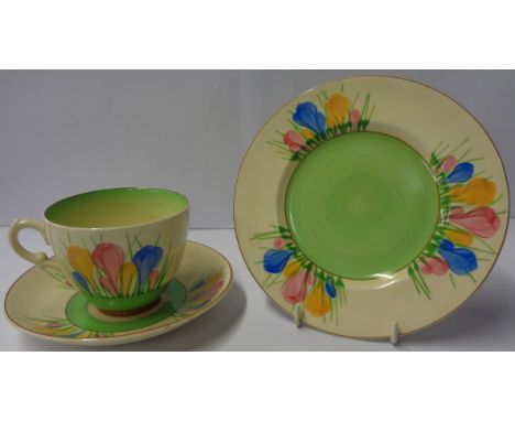 A Clarice Cliff Spring Crocus pattern trio