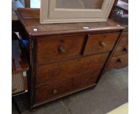 A 32" 19th Century mahogany chest, two short and two long graduated drawers - bookcase superstructure missing