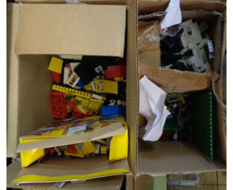 A box of various vintage Lego pieces 