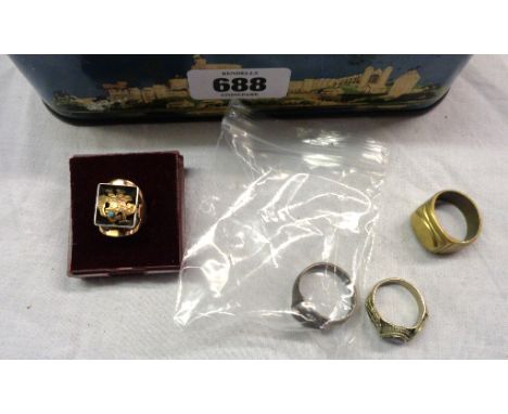 A tin containing an Afrikakorps ring, collar studs, etc.