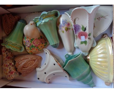 Ten ceramic wall pockets including a pair of Burleigh Ware, etc.