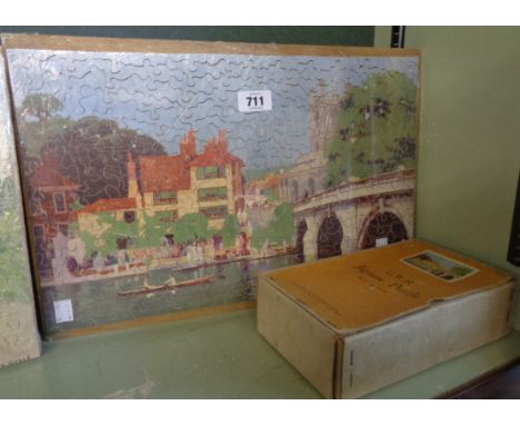 A vintage GWR jigsaw puzzle 'Henley Bridge' complete with original box