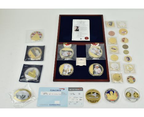 A collection of Royal Mint &amp; other commemorative coins and medals, majority presented with certificate of authenticity an