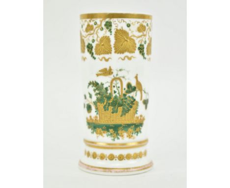 A 19th century Spode spill vase. White ground with broken vine and basket of plenty hand painted design. Marked Spode 3916 to