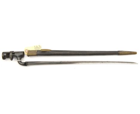 A P1853 Enfield triangular socket bayonet, blade 17”, unmarked apart from serial number 840, with blued socket, in an associa
