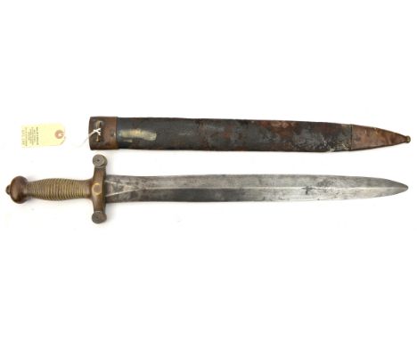 A French “gladius” sidearm, swollen DE blade 18½” with “Manuf...Chatellerault...” (partly worn) at forte, solid brass crucifo