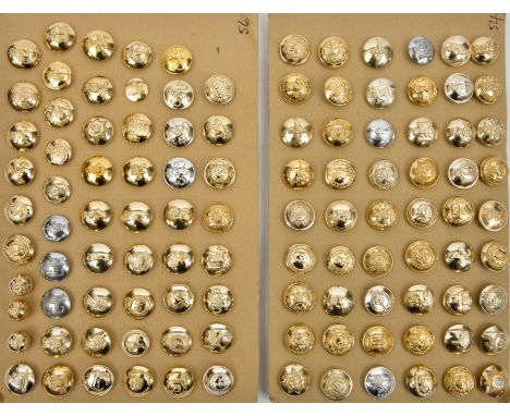 109 large staybrite buttons, infantry and corps, including KC Camerons, R Warwicks, Kings, HLI, E Surrey, Lancs Fus, Suffolk,