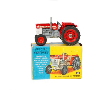 Corgi Toys Massey-Ferguson 165  (66). In red and grey with white front, red plastic wheels with black rubber tyres, exhaust p