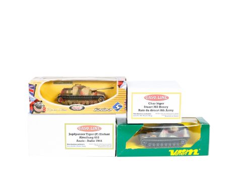 4 Gaso-Line converted Tanks. Jagdpanzer Tiger (P) Elefant Abteilung 653 Anzio/Italy 1944. Char leger Stuart Me Honey Rats du 