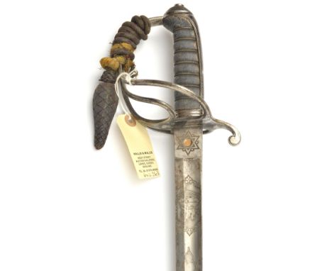 An 1821 pattern light cavalry officer’s sword of the 19th Hussars slightly curved, fullered blade, 35” by Henry Wilkinson, Pa