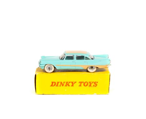 Dinky Toys De Soto Fireflite Sedan (192). Example in turquoise  with tan roof panel and flash to sides, dished spun wheels wi