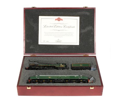 A Bachmann Branchline 2-locomotive set. Comprising 2x BR locomotives in dark green livery. A Class A1 4-6-2 tender loco, Sir 