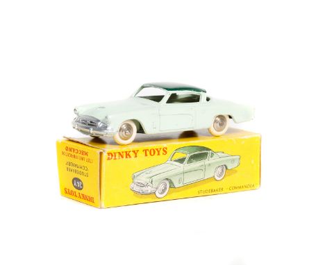 French Dinky Toys Studebaker 'Commander' (24Y). An example in light green with dark green roof, plated ridged wheels with whi