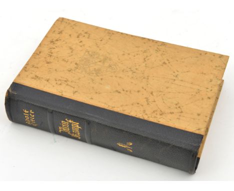 “Mein Kampf” by Adolf Hitler, 1937 marriage presentation edition (the marriage page removed), the cover with gilt family coat