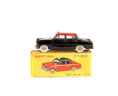 French Dinky Toys TAXI 'Ariane' Simca (542). In black with red roof, TAXI sign to roof, meter to front wing, example with dis