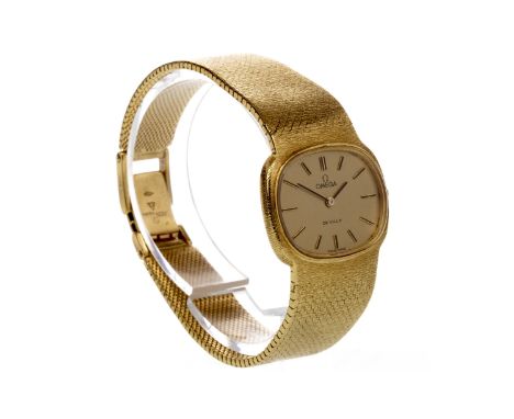 LADY'S OMEGA DE VILLE EIGHTEEN CARAT GOLD MANUAL WIND WRIST WATCH1960s, signed Omega movement numbered 35204537, the rounded 