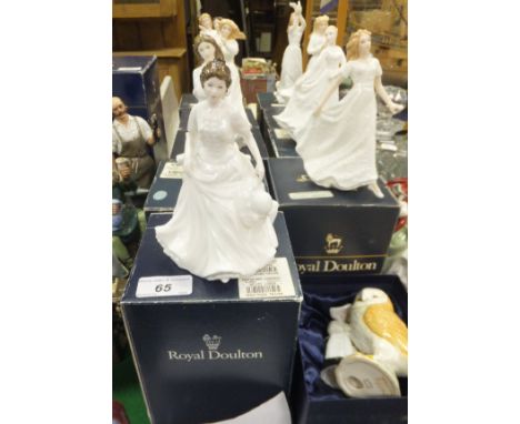 A collection of nine Royal Doulton figurines (with boxes) to include "Harmony", "Missing You", "Friendship", "Happy Anniversa