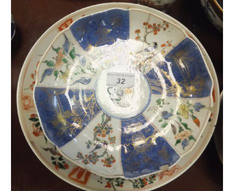 A collection of 18th and 19th Century Chinese porcelain to include a famille verte circular shallow dish, another similar dec