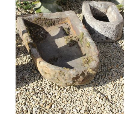 A stone D-end trough, together with a smaller similar D-end trough and a stone rectangular trough (3) CONDITION REPORTS Large