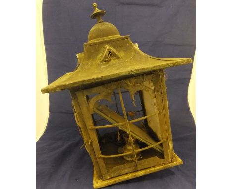 A circa 1900 copper exterior lantern in the Art Nouveau taste