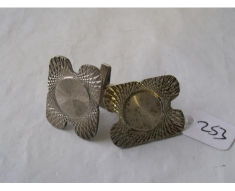 A pair of modernist large engine turned  cuff links 26g        