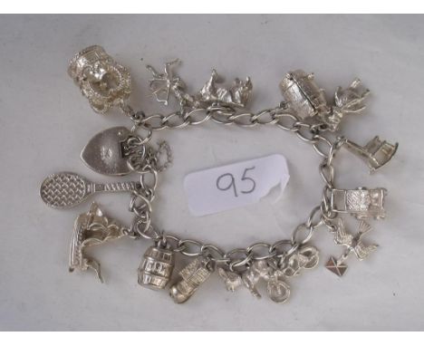 Vintage silver charm bracelet  47.1g