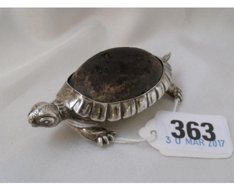 A PIN CUSHION IN THE FORM OF A TORTOISE  3” long Birm 1906 by CF & SF     