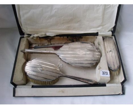 Four piece engine turned dressing table set  Birm 1923 by WJM Co      