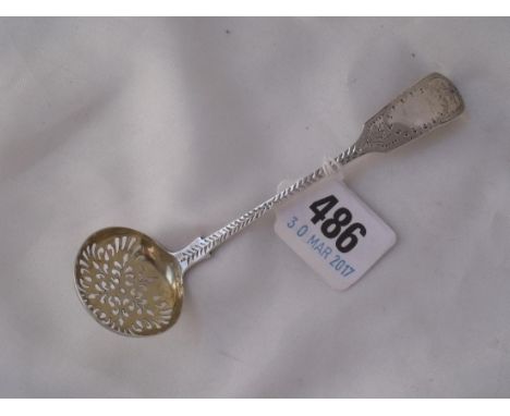 Exeter – Victorian bright cut fiddle pattern  sifter ladle 1875 by JW Co  12g      